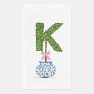 Personalised Letter K Preppy Topiary Monogram Napkin