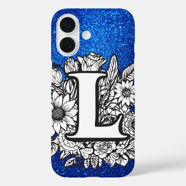 Personalised Letter L Elegant Floral Glitter Case-Mate iPhone Case (Back)