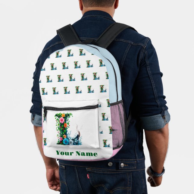 Personalised Letter L Printed Backpack (Insitu (Model))