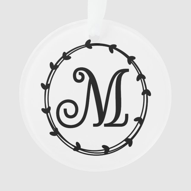 Personalised Letter M Christmas Ornament (Front)