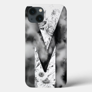 Personalised Letter M Elegant Floral Watercolor  iPhone 13 Case