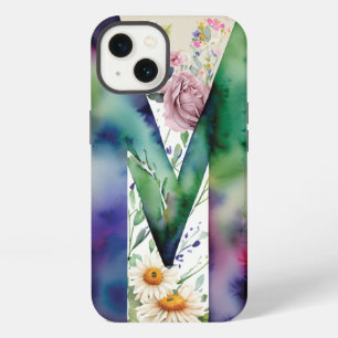 Personalised Letter M Elegant Floral Watercolor iPhone 13 Case