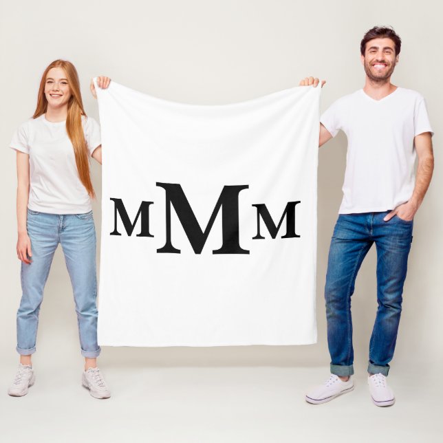 Personalised Letter "M" Monogram  Template Fleece Blanket (In Situ)