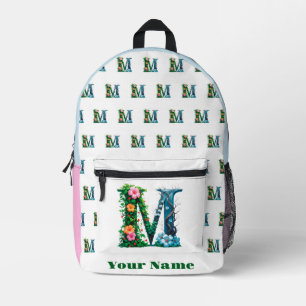 Personalised Letter M Printed Backpack