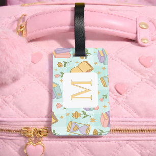 Personalised Letter Magic Books Girl School Green Luggage Tag