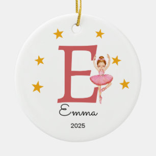 Personalised Letter Name Ornament, Ballerina Ceramic Ornament