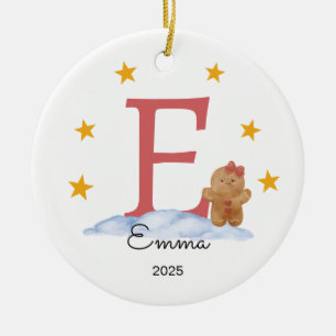 Personalised Letter Name Ornament, Gingerbread Ceramic Ornament