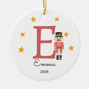 Personalised Letter Name Ornament, Nutcracker Ceramic Ornament