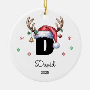 Personalised Letter Name Ornament, Reindeer Ceramic Ornament