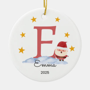 Personalised Letter Name Ornament, Santa Ceramic Ornament