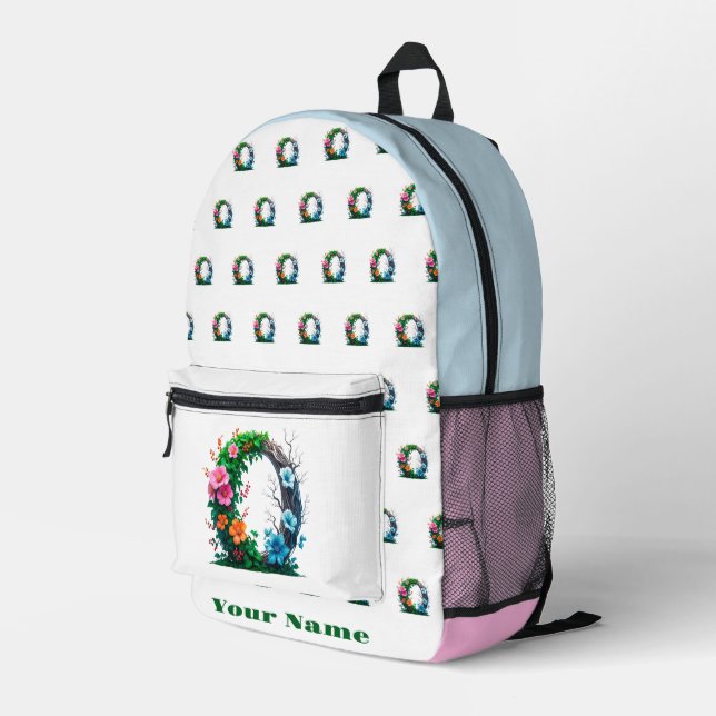 Personalised Letter O Printed Backpack (Back Corner Right)