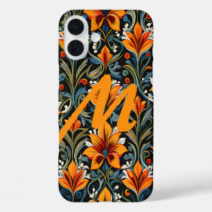 Personalised Letter over flower design iPhone 16 Plus Case