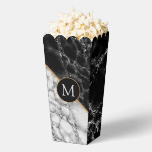 Personalised Letter Popcorn Box Black White Marble