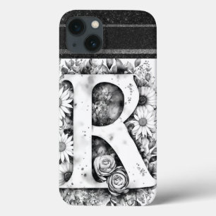 Personalised Letter R Elegant Floral Watercolor  iPhone 13 Case