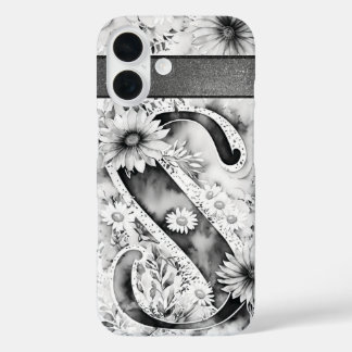 Personalised Letter S Elegant Floral Watercolor iPhone 16 Case