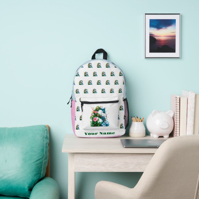 Personalised Letter S Printed Backpack (Insitu)
