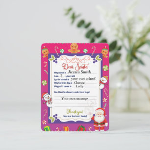 Personalised Letter Sent To Santa Claus Holiday Ca Card