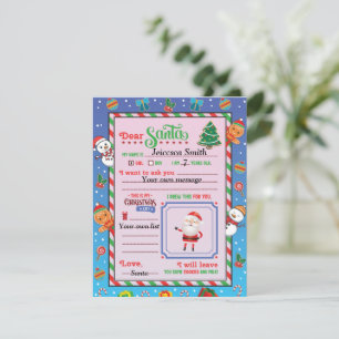 Personalised Letter Sent To Santa Claus Holiday Ca Card