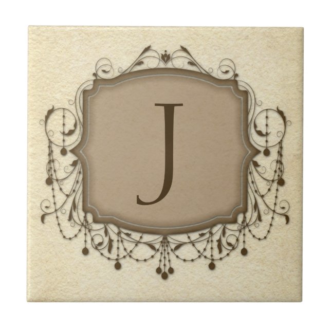 Personalised Letter Tiles, Decorative Chandelier J Tile (Front)
