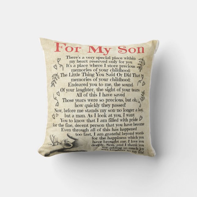 Personalised Letter To For My Son Cushion (Front)