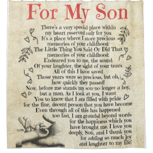 Personalised Letter To For My Son, Son Birthday Shower Curtain