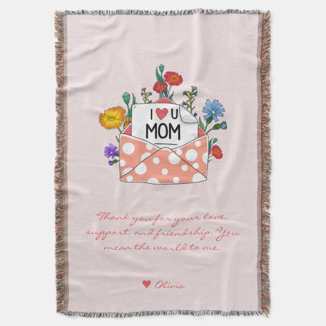 Personalised Letter to Mum Blanket Woven Throw (Front Vertical)