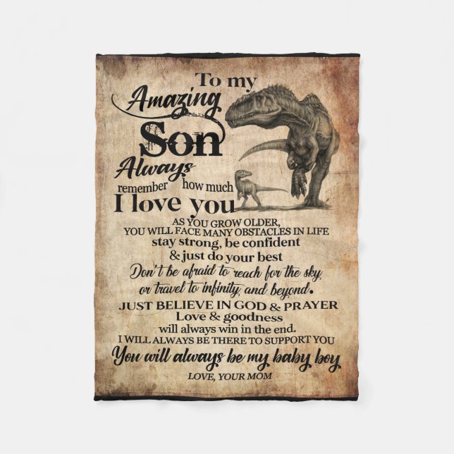Personalised Letter To My Amazing Son Fleece Blanket (Front)