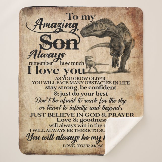 Personalised Letter To My Amazing Son Sherpa Blanket (Front)