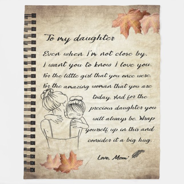 Personalised Letter To My Daughter From Mum, Fleece Blanket (Front)