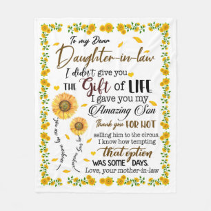 Personalised Letter To My Daughter In Law, Fleece Blanket