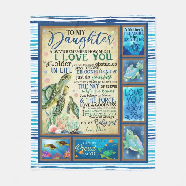Personalised Letter To My Daughter Love From Mum Fleece Blanket (Front)