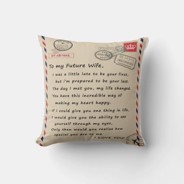 Personalised  Letter To My Future Wife Cushion (Front)