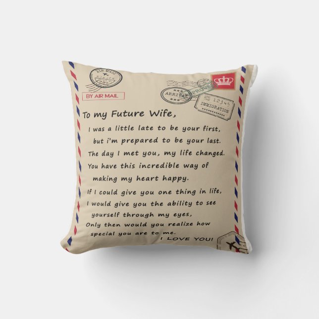 Personalised Letter To My Future Wife From Husband Cushion (Front)