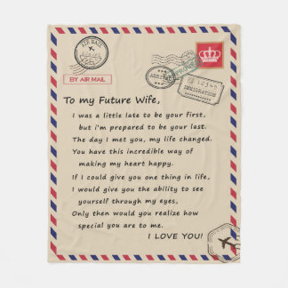 Personalised Letter To My Future Wife From Husband Fleece Blanket