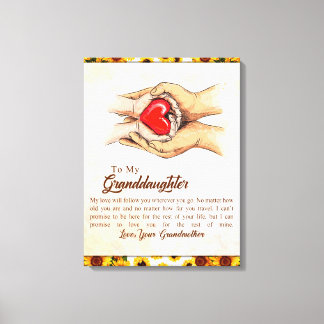 Personalised Letter To My Granddaughter, Canvas Print