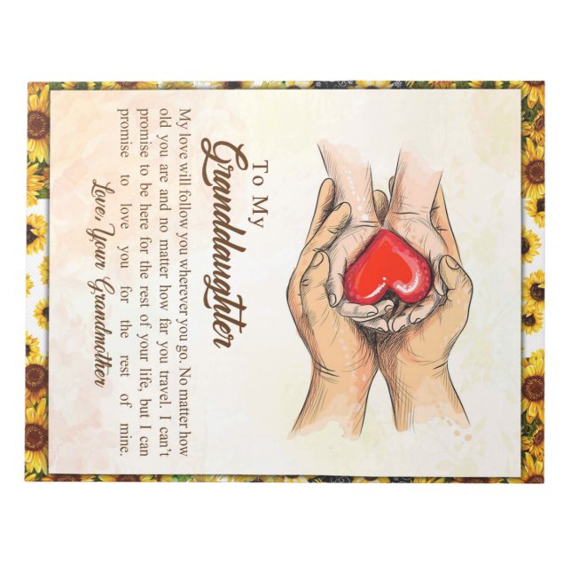 Personalised Letter To My Granddaughter Notepad (Front)