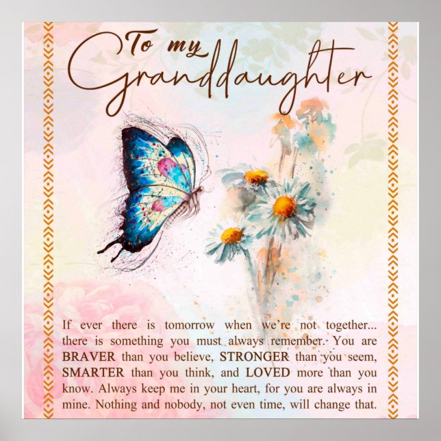 Personalised Letter To My Granddaughter Poster (Front)