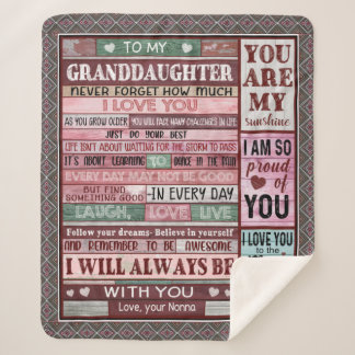 Personalised Letter To My Granddaughter Sherpa Blanket