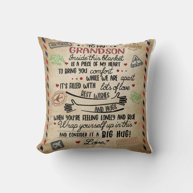 Personalised Letter To My GrandSon, Birthday Gift Cushion (Front)