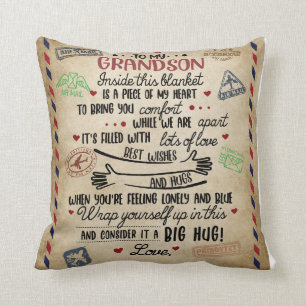 Personalised Letter To My GrandSon, Birthday Gift Cushion