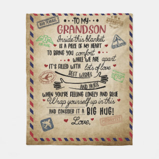 Personalised Letter To My GrandSon, Birthday Gift Fleece Blanket