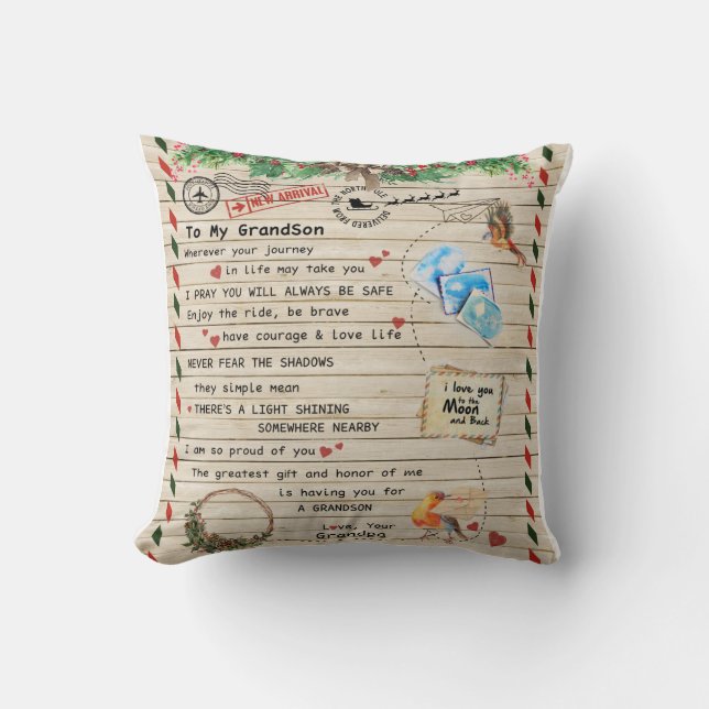 Personalised Letter To My Grandson From Grandpa Cushion (Front)