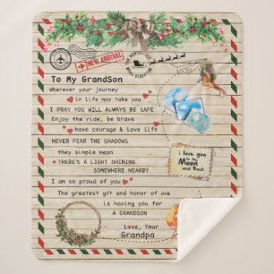 Personalised Letter To My Grandson From Grandpa, Sherpa Blanket
