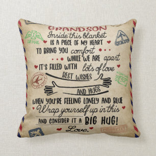 Personalised Letter To My Grandson, Love Grandson Cushion