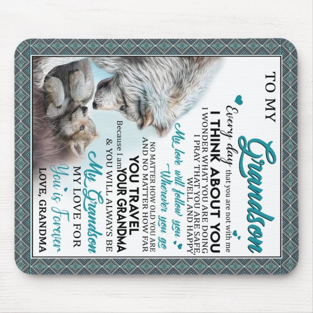 Personalised Letter To My Grandson, Love Grandson Mouse Pad (Front)