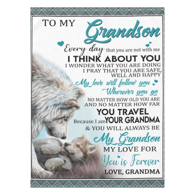 Personalised Letter To My Grandson, Love Grandson Tablecloth (Front)