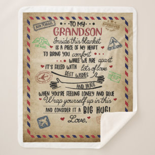 Personalised Letter To My GrandSon Sherpa Blanket