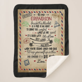 Personalised Letter To My GrandSon Sherpa Blanket