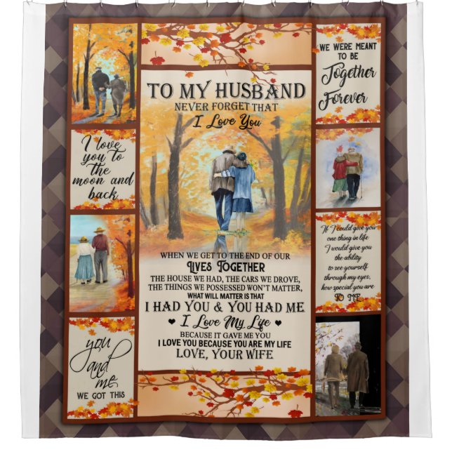 Personalised Letter To My Husband, Love Husband Shower Curtain (Front)