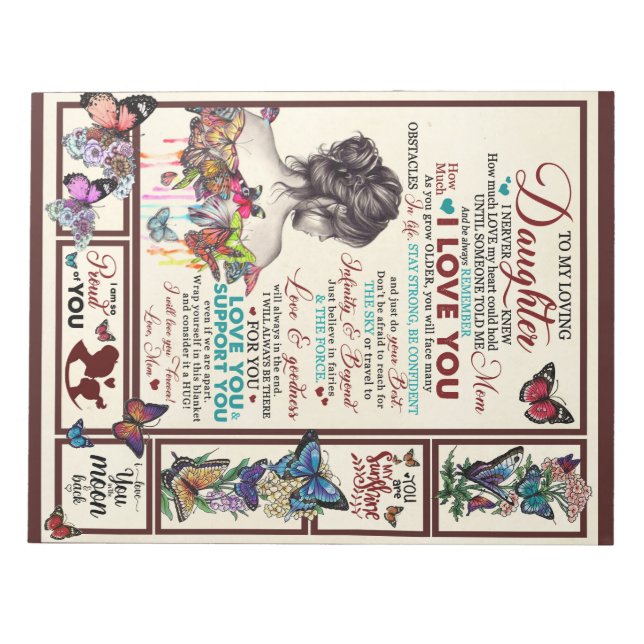 Personalised Letter To My Loving Daughter Notepad (Front)